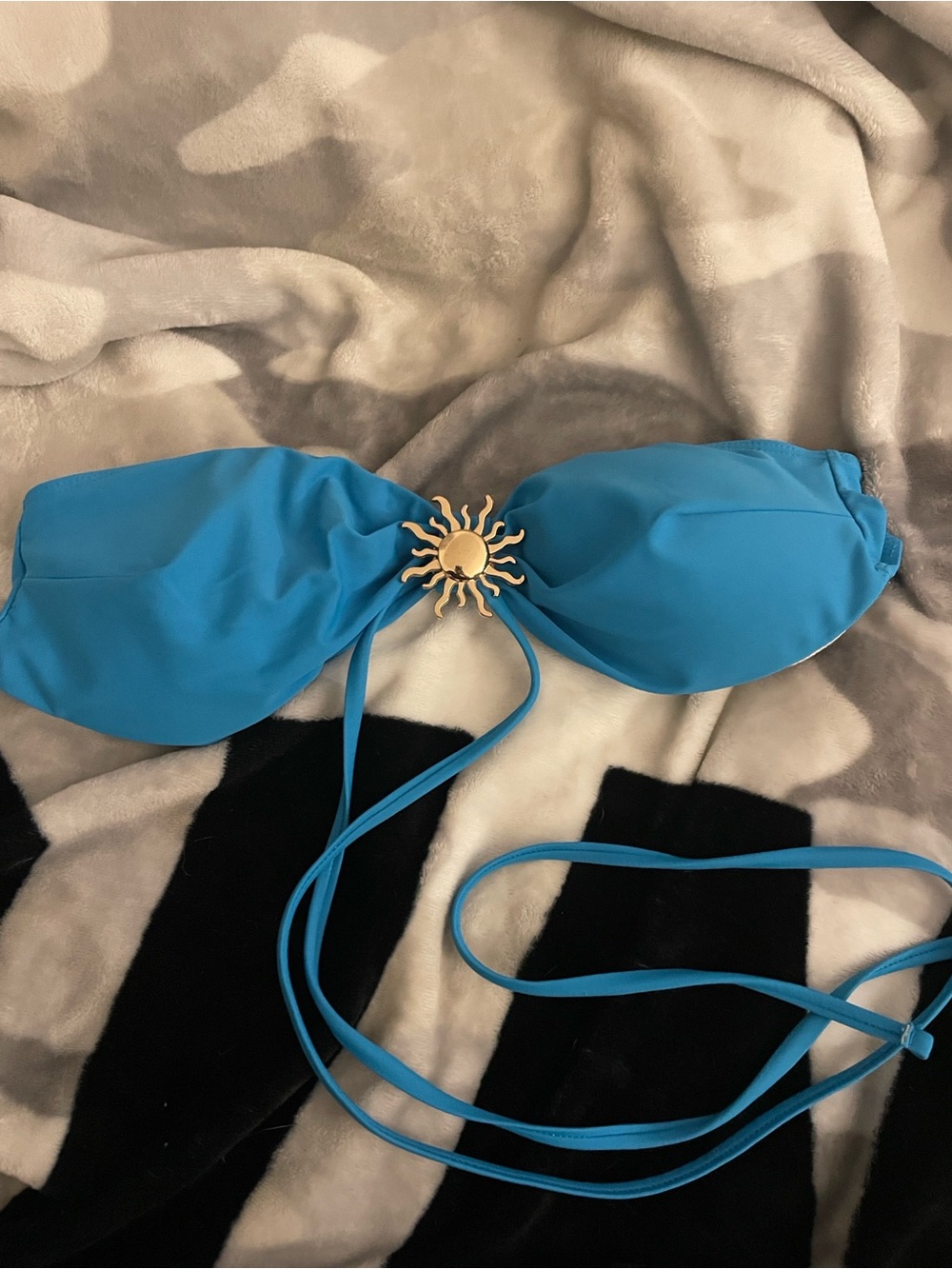 Blue sun embellishment bikini top